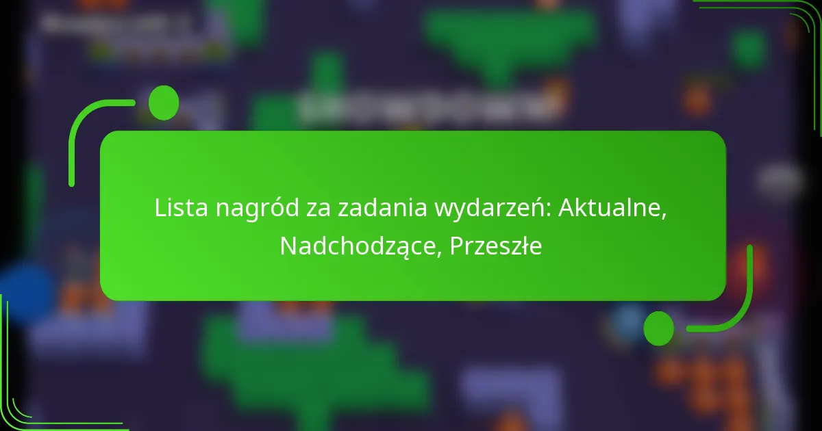 Lista nagród za zadania wydarzeń: Aktualne, Nadchodzące, Przeszłe