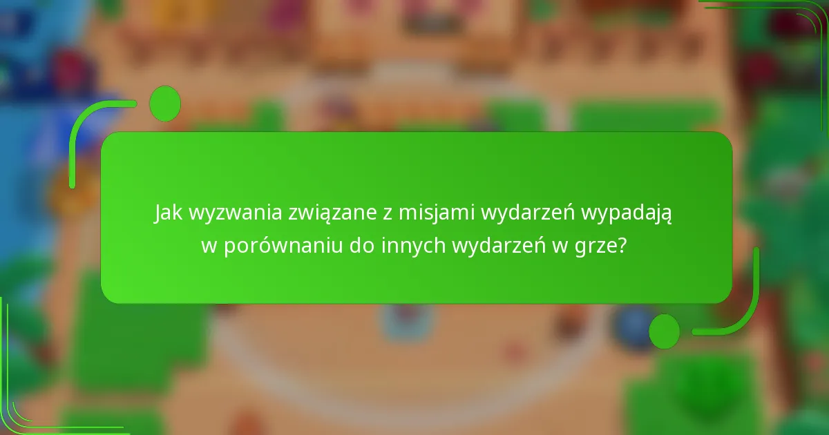 Jak wyzwania związane z misjami wydarzeń wypadają w porównaniu do innych wydarzeń w grze?