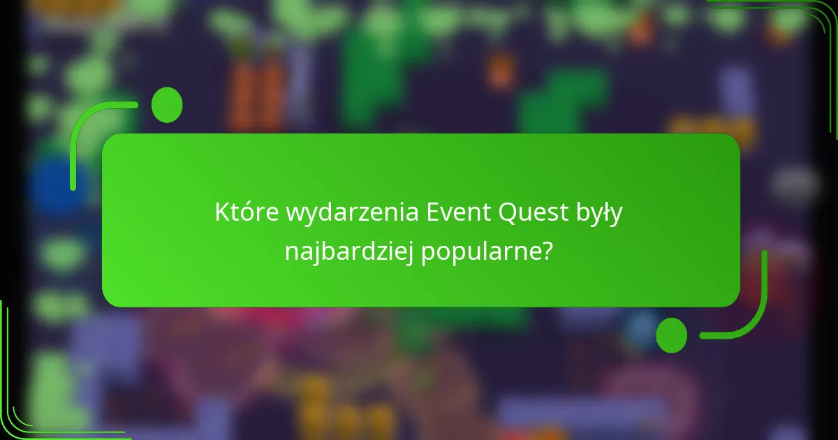 Które wydarzenia Event Quest były najbardziej popularne?